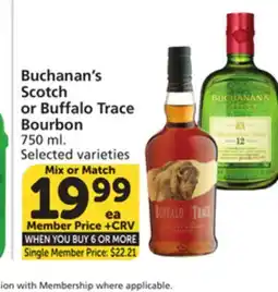 Albertsons Buchanan's Scotch or Buffalo Trace Bourbon offer