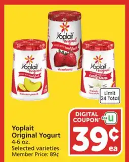 Albertsons Yoplait Original Yogurt offer