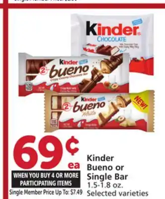 Albertsons Kinder Bueno or Single Bar offer