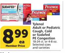 Albertsons Tylenol Adult or Pediatric Cough, Cold or Sudafed PE Congestion offer