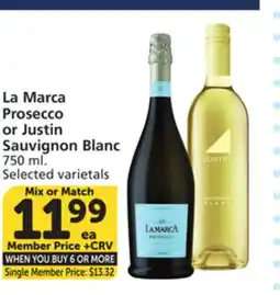 Albertsons La Marca Prosecco or Justin Sauvignon Blanc offer