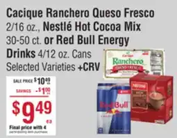 Smart & Final Cacique Ranchero Queso Fresco, Nestlé Hot Cocoa Mix or Red Bull Energy Drinks offer