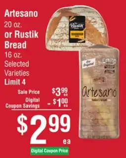 Smart & Final Artesano or Rustik Bread offer