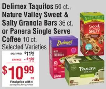 Smart & Final Delimex Taquitos, Nature Valley Sweet & Salty Granola Bars or Panera Single Serve Coffee offer