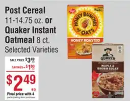 Smart & Final Post Cereal or Quaker Instant Oatmeal offer