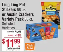 Smart & Final Ling Ling Pot Stickers or Austin Crackers Variety Pack offer