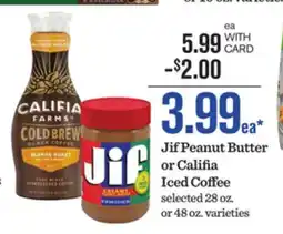 Mariano's Jif Peanut Butter or Califia Iced Coffee offer