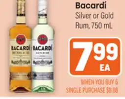 Tony’s Fresh Market Bacardí Gold Silver or Gold Rum offer