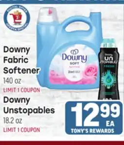Tony’s Fresh Market Downy Fabric Softener Softener, 140 oz Downy Unstopables, 18.2oz offer