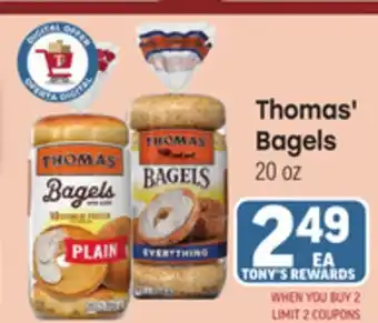Tony’s Fresh Market Thomas' Bagels offer