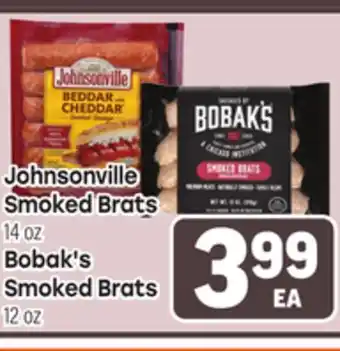 Tony’s Fresh Market Johnsonville Smoked Brats 14oz, Bobak's Smoked Brats, 12oz offer