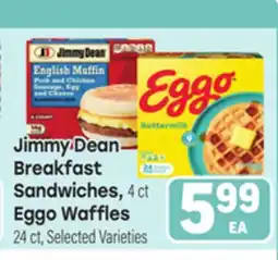 Tony’s Fresh Market Jimmy Dean Breakfast Sandwiches, 4ct Eggo Waffles 24ct offer