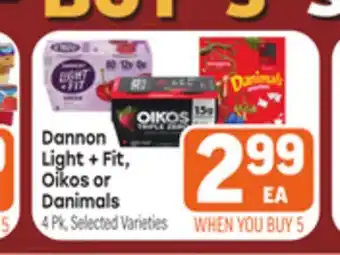 Tony’s Fresh Market Dannon Light + Fit, Oikos or Danimals offer