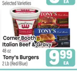Tony’s Fresh Market Corner Booth Italian Beef & Gravy 48 oz Tony's Burgers 2 Lb (Red/Blue) offer