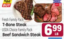 Tony’s Fresh Market Fresh Pack T-Bone Steak or Beef Sandwich Steak offer