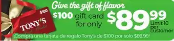 Tony’s Fresh Market Give the gift offer
