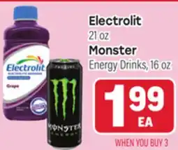 Tony’s Fresh Market Electrolit 21 oz or Monster Energy Drinks, 16 oz offer