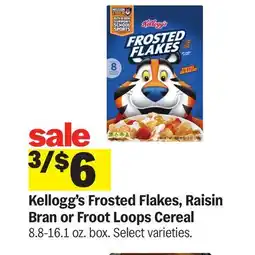 Meijer Kellogg's Frosted Flakes, Raisin Bran or Froot Loops Cereal offer