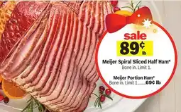 Meijer Meijer Spiral Sliced Half Ham offer