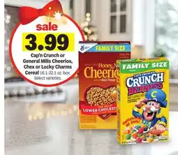 Meijer Cap'n Crunch or General Mills Cheerios, Chex or Lucky Charms Cereal offer