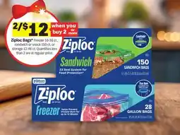 Meijer Ziploc Bags* Freezer 10-38 ct., sandwich or snack 150 ct. or storage 12-48 ct offer