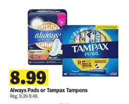 Meijer Always Pads or Tampax Tampons offer