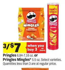 Meijer Pringles 6.84-7.16 oz. or Pringles Mingles 5.5 oz offer