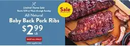 Fresh Thyme All Natural Baby Back Pork Ribs offer