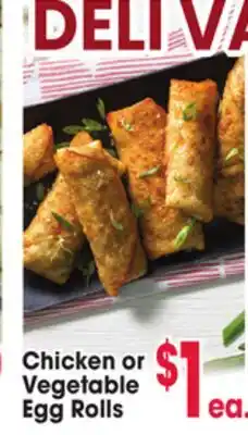 Jewel-Osco Chicken or Vegetable Egg Rolls offer