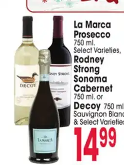 Jewel-Osco La Marca Prosecco 750 ml., Rodney Strong Sonoma Cabernet 750 ml. or Decoy 750 ml. Sauvignon Blanco offer