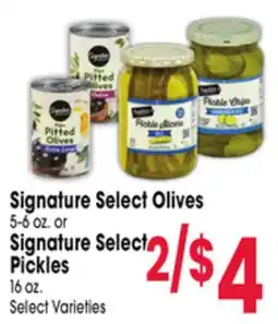 Jewel-Osco Signature Select Olives 5-6 oz. or Signature Select Pickles 16 oz offer