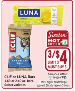 Jewel-Osco CLIF or LUNA Bars offer
