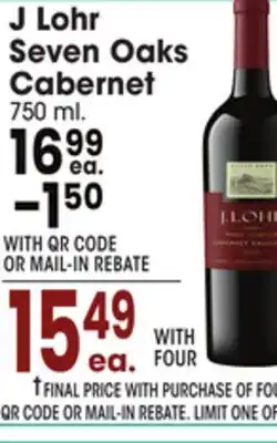 Jewel-Osco J Lohr Seven Oaks Cabernet offer
