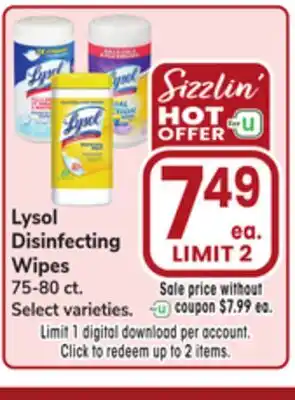 Jewel-Osco Lysol Disinfecting Wipes offer
