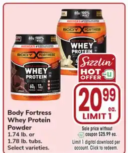 Jewel-Osco Body Fortress Whey Protein Powder offer