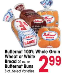 Jewel-Osco Butternut 100% Whole Grain Wheat or White Bread 20 oz. or Butternut Buns 8 ct offer