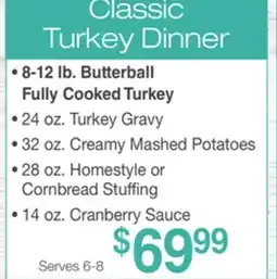 Jewel-Osco Classic Turkey Dinner offer