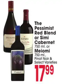 Jewel-Osco The Pessimist Red Blend or Simi Cabernet 750ml. or Meiomi 750 ml. Pinot Noir offer