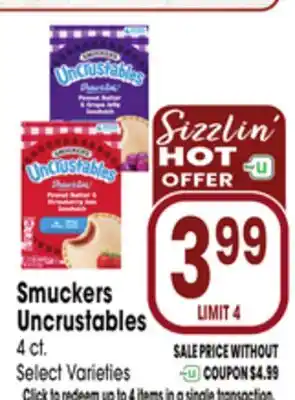 Jewel-Osco Smuckers Uncrustables offer