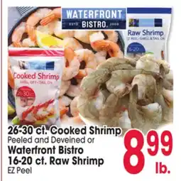 Jewel-Osco 26-30 ct. Cooked Shrimp Peeled and Deveined or Waterfront Bistro 16-20 ct. Raw Shrimp EZ Peel offer