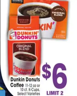 Jewel-Osco Dunkin Donuts Coffee 11-12 oz or 11-12 oz or 10 ct. K - Cups, 10 ct. K - Cups offer