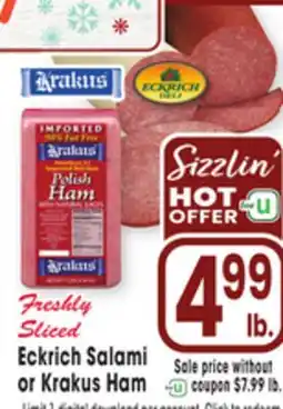 Jewel-Osco Eckrich Salami or Krakus Ham offer