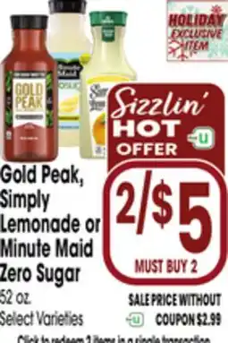Jewel-Osco Gold Peak, Simply Lemonade or Minute Maid Zero Sugar offer