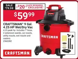 Ace Hardware CRAFTSMAN 9 Gal. 4.25 HP Wet/Dry Vac offer