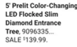 Ace Hardware 5' Prelit Color-Changing LED Flocked Slim Diamond Entrance Tree offer