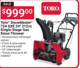 Ace Hardware Toro SnowMaster 724 QXE 24 212cc Single-Stage Gas Snow Thrower offer