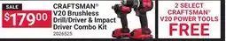 Ace Hardware CRAFTSMAN V20 Brushless Drill/Driver & Impact Driver Combo Kit offer