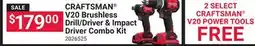 Ace Hardware CRAFTSMAN POWER Drill/Driver & Impact Driver Combo Kit offer