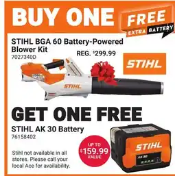 Ace Hardware STIHL BGA 60 Battery-Powered Blower Kit offer