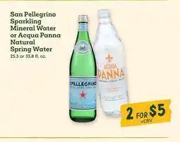 Sprouts Farmers Market San Pellegrino Sparkling Mineral Water or Acqua Panna Natural Spring Water offer